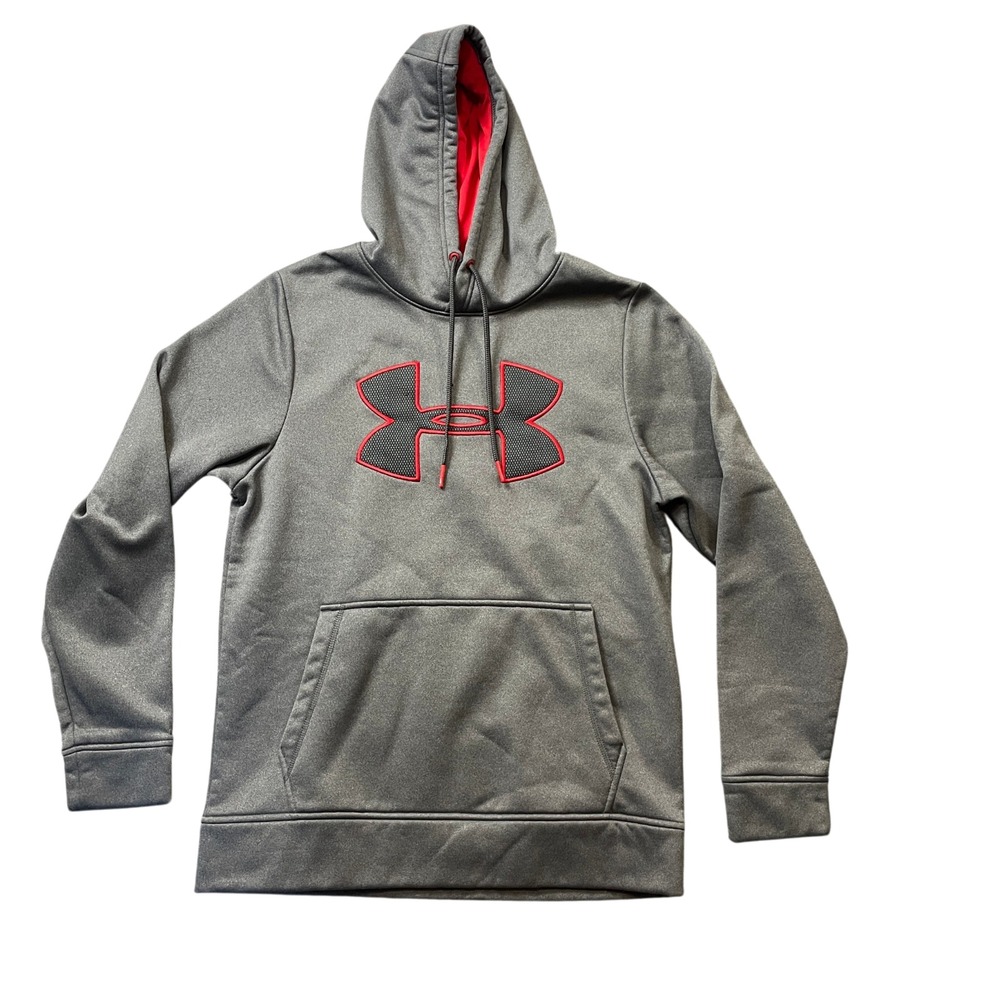 Under Armour Small Grey Hoodie 100% Polyester Loose Cold Gear Kango Pockets